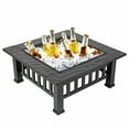 thumbnail image 1 of Outdoor Fire Pit Table, 32 inch Multifunction Metal Square Fire Pit in Black with Spark Screen Lid, Cooking Grate, and Protective Cover for Campfire, Outdoor Wood Burning, and Back, 1 of 7