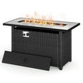 thumbnail image 1 of Outdoor Fire Pit Table with Waterproof Cover and Glass Rock, Lofka 45" Rattan 50000 BTU Gas Fire Pit with Lit for Outside, Black, 1 of 8