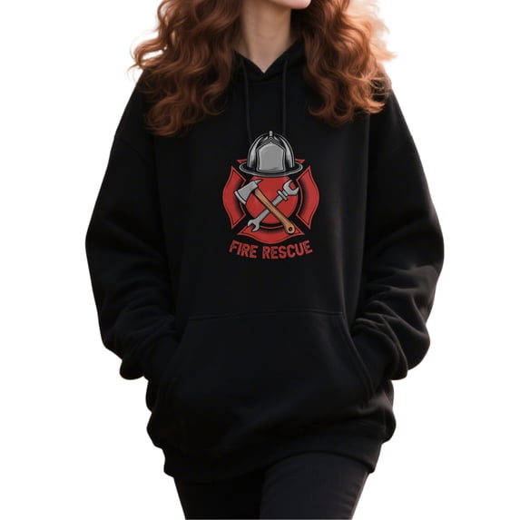 Outdoor Firefighter Hoodie for Men and Women, Unisex Pullover Hooded Sweatshirt, Comfortable Cotton Poly Blend, Casual Everyday Wear