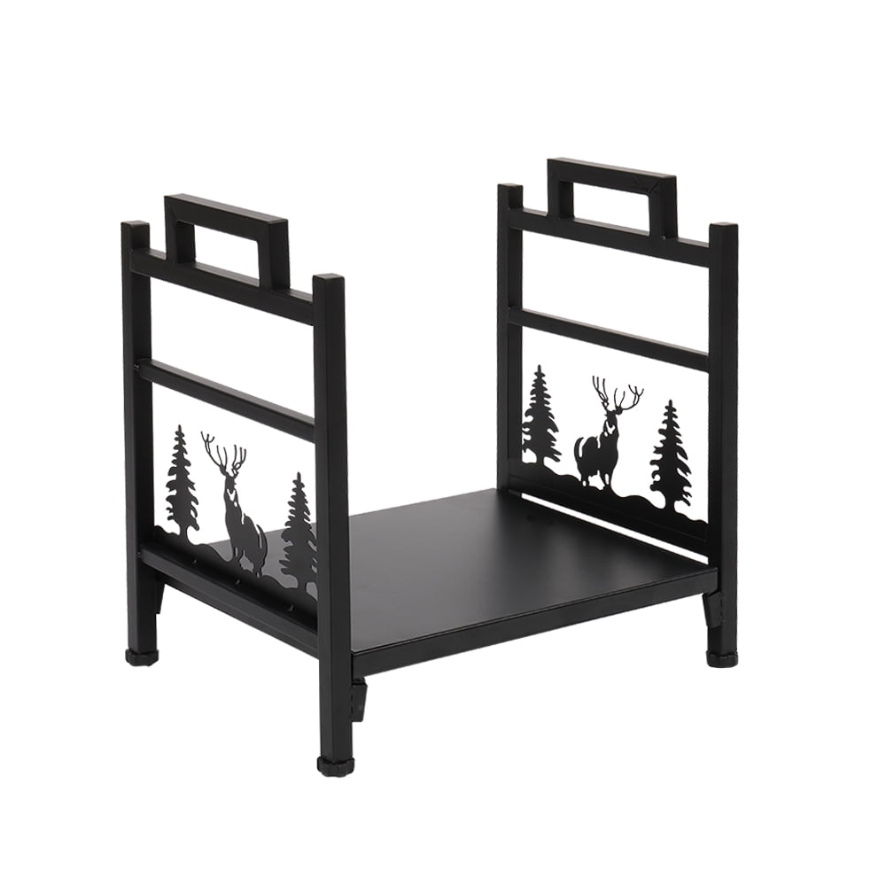 Outdoor Firewood Storage Rack, 18in Metal Fireplace Logs Racks w