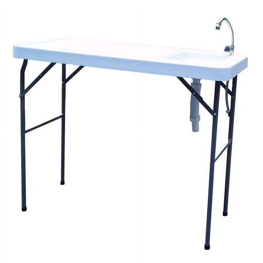 Portable White Plastic Fish Cleaning Table with Sink and Faucet