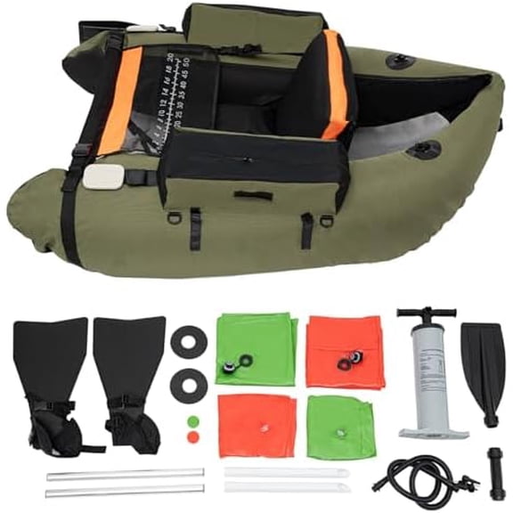 Outdoor Fishing Boat Inflatable Float Tube with The Adjustable Backrest Fishing Floats Tube 286 LBS Load Bearing Capacity Belly Boat for Oceans, Lakes, Rivers$$Sport & Recreation Other