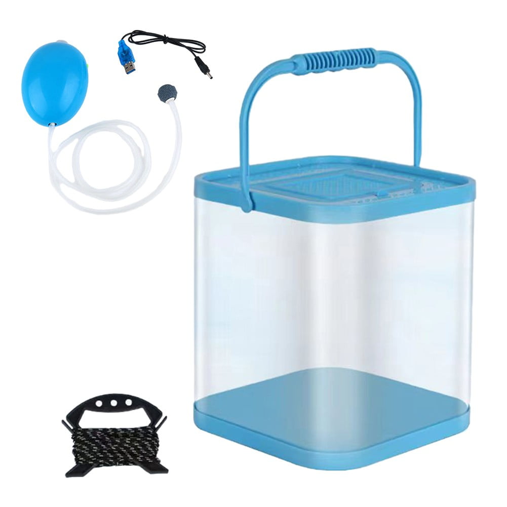 Outdoor Fishing Folding Fish Bucket With Live Fish Oxygen Pump Chargeable 