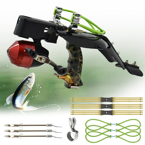 Outdoor Fishing Slingshot Set Reel Darts Catapult Bowfishing Hunting Kit