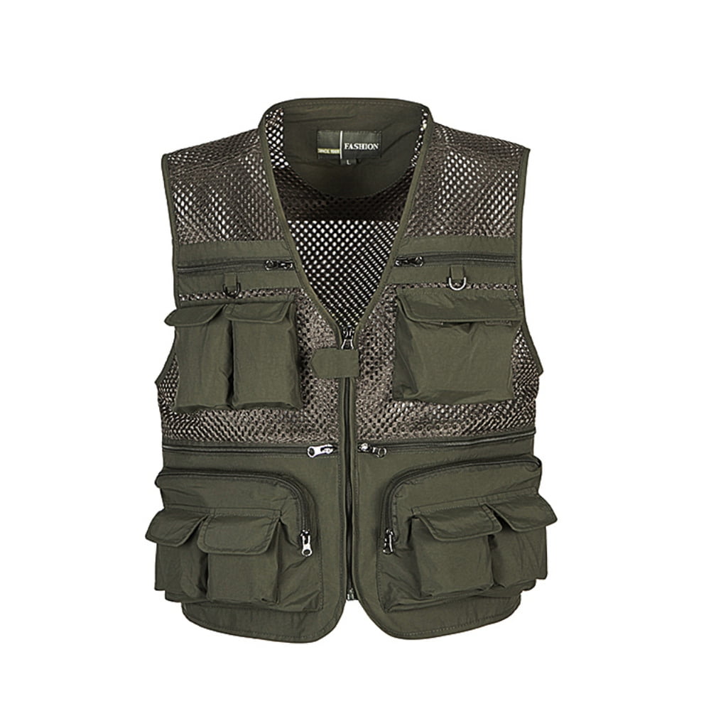Outdoor Fishing Vests Quick Dry Breathable Multi Pocket Mesh Jackets  Photography Hiking Vest Fish Vest Green XL 