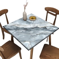 Outdoor Fitted Tablecloth, Gray Marble Pattern Printed on Oilproof Bridge Table Covers, Great for Breakfast Nook Morning Coffee, Fit for 36" x 36" Square Tables