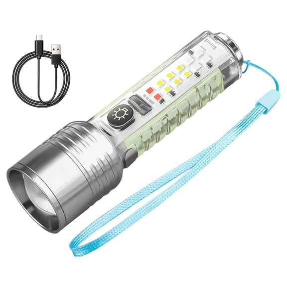 Outdoor Flashlight with Long Throw Beam Rechargeable for Hiking and Travel Aluminum Alloy Portable Spotlight Adjustable Focus USB-C Powered compact and