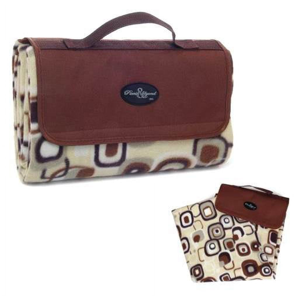 Brown Geometric Fleece Picnic Blanket with Waterproof Backing
