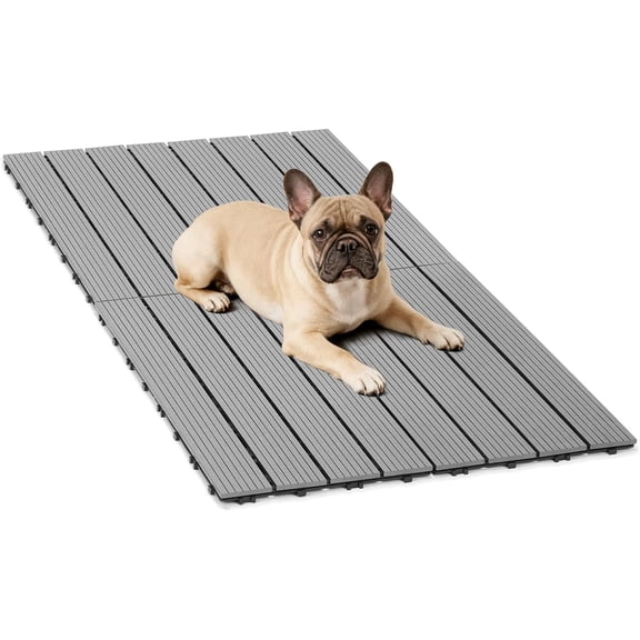 Outdoor Flooring Decking for Dog Kennels, 4' x 2' Waterproof Dog Training Platform, Portable Deck for RV, Pet Enclosures,Grey (24 x 12 inches, 4PCS)