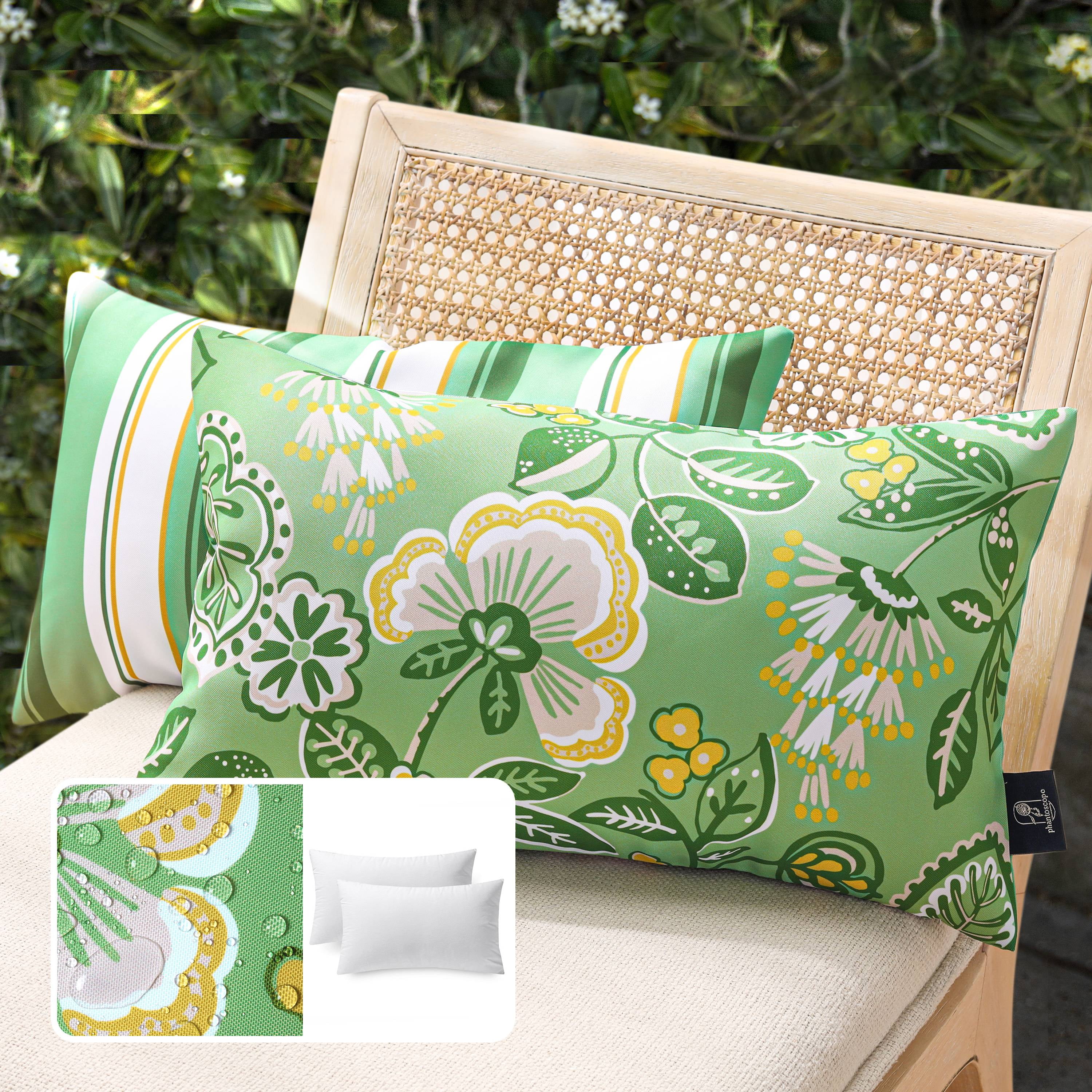 Outdoor Floral Printed Decorative Waterproof Throw Pillow for Patio