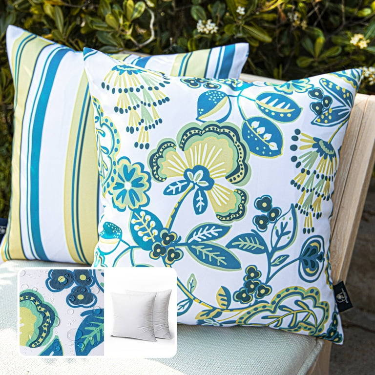 Phantoscope Outdoor Floral 20 x 20 Decorative Off White Floral Pillows Waterproof 2 Count Walmart