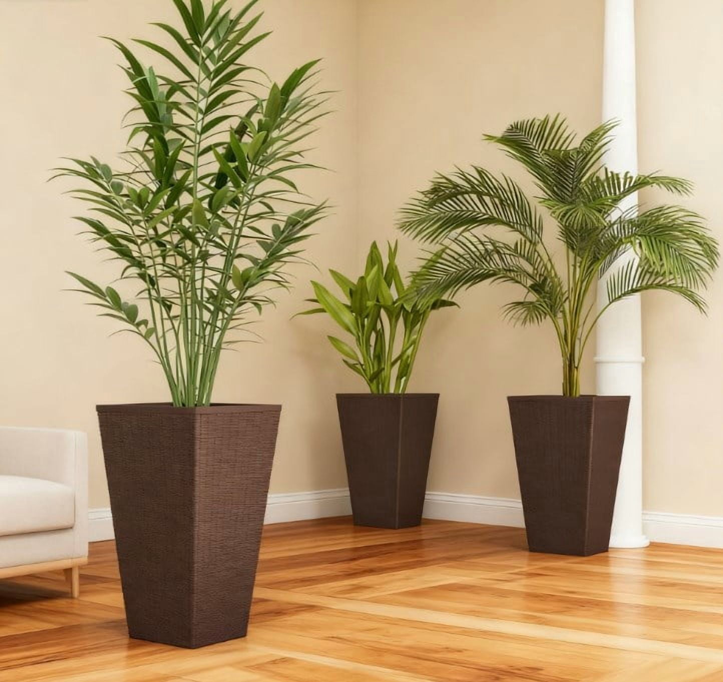 Outdoor Flower Plant Pots, Set of 3 Tall Planters with Drainage Hole,for Outdoor and Indoor Planters