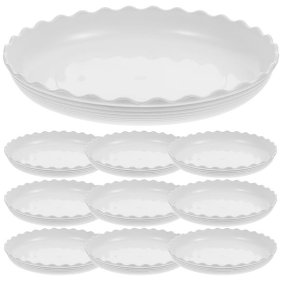 Outdoor Flower Planters 10 Pcs Dish Thicken House Plants Saucers for Indoors Drainage Tray White