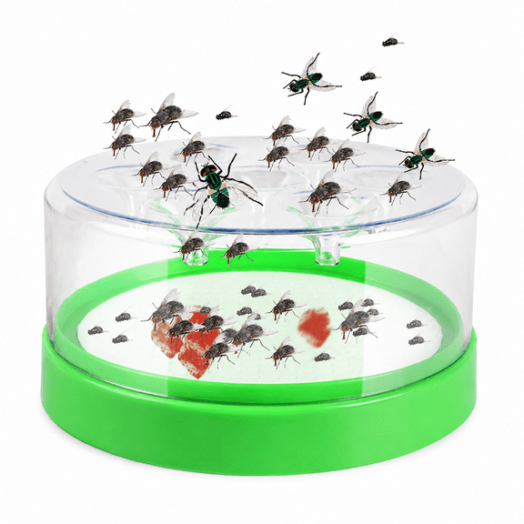 Outdoor Fly Cage Trap for Farms  Reusable Non-Toxic Plastic Gnat Catcher for Kitchens Gardens, Portable Fly Killer Box Green