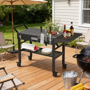 Outdoor Foldable Portable Heavy-Duty Grill Table with Caddy for 17 22 Blackstone Ninja Tabletop Grill