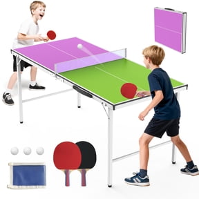 5FT Mini Ping Pong Table, Toy Sports Equipment for Kids Ages 6-10, SHINPT Foldable Outdoor Table Tennis Game Set with Net, Paddles & Balls, Portable Table Tennis Table for Indoor Family Fun