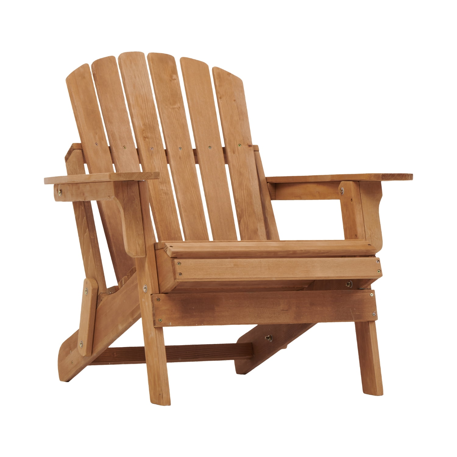 Outdoor Folding Adirondack Chair with BackRest & SeatBoard,Wood Patio Chair for Garden Backyard Porch,Light Brown