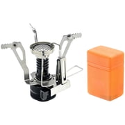 Outdoor Folding Camp Stove, Portable Mini Gas Stove with Igniter, Stainless Steel Canister Top Stove for Backpacking, Hiking, Picnic, Lightweight Single Burner, with Storage Box