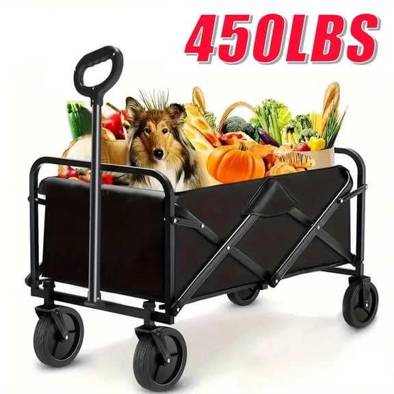 Outdoor Folding Cart - Solid Tires 360° Wheels, 600D Tear-Resistant Fabric, Ultimate Solution for Camping/ Holiday Shopping/ Adventures