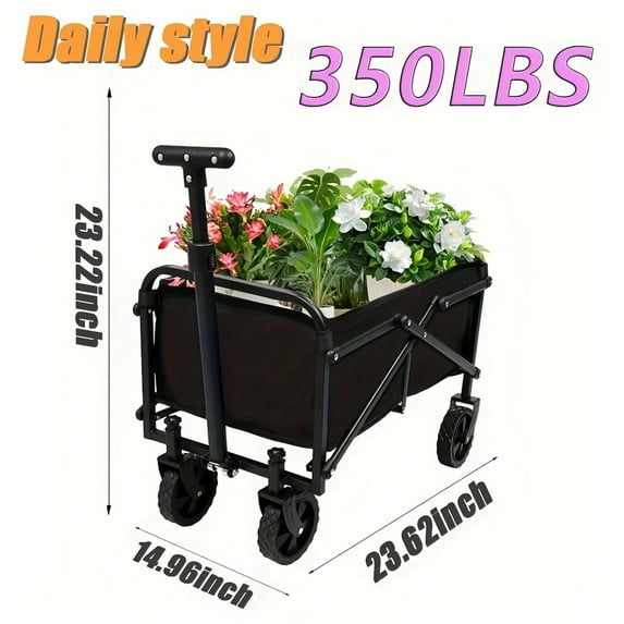 Outdoor Folding Cart - Solid Tires 360° Wheels, 600D Tear-Resistant Fabric, Ultimate Solution for Camping/ Holiday Shopping/ Adventures