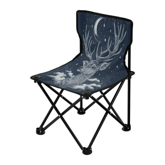 Outdoor Folding Chair 14.46x14.46x22.83 Inches, Camping Folding Chair Easy to Carry Ideal for Outdoor Picnics Camping Park Fishing Beautiful Moon Deer