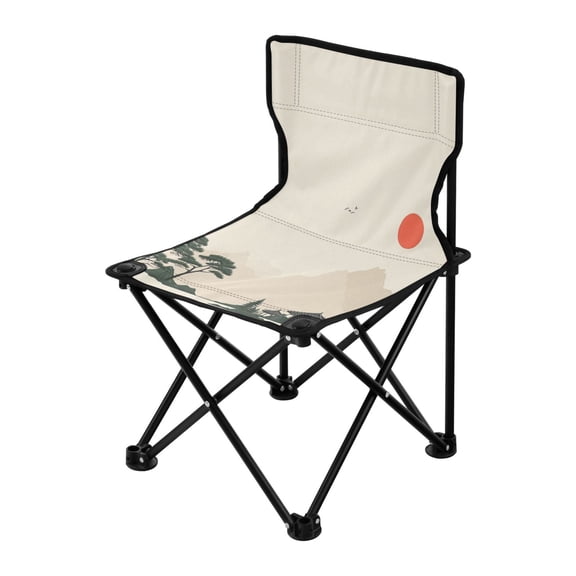 Outdoor Folding Chair 14.46x14.46x22.83 Inches, Camping Folding Chair Easy to Carry Ideal for Outdoor Picnics Camping Park Fishing Beautiful Orange Sun
