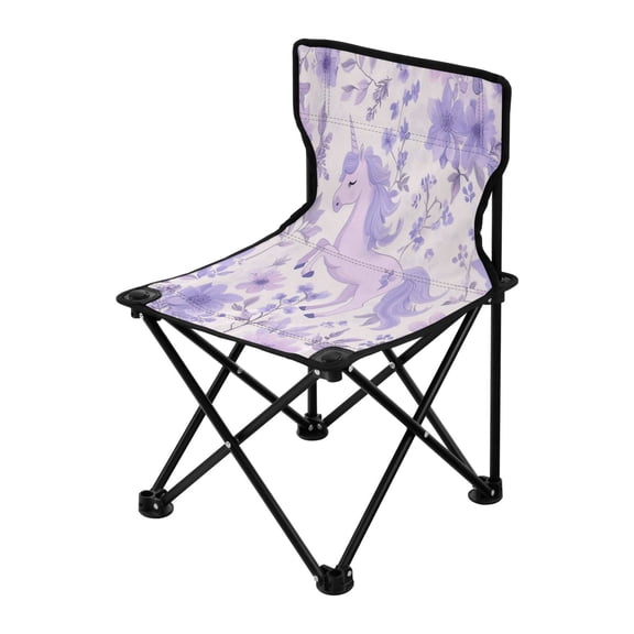 Outdoor Folding Chair 14.46x14.46x22.83 Inches, Camping Folding Chair Easy to Carry Ideal for Outdoor Picnics Camping Park Fishing Beautiful Purple Unichorned Horse