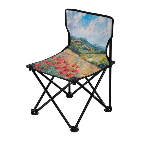 Outdoor Folding Chair 14.46x14.46x22.83 Inches, Camping Folding Chair Easy to Carry Ideal for Outdoor Picnics Camping Park Fishing Beautiful Red Flowers