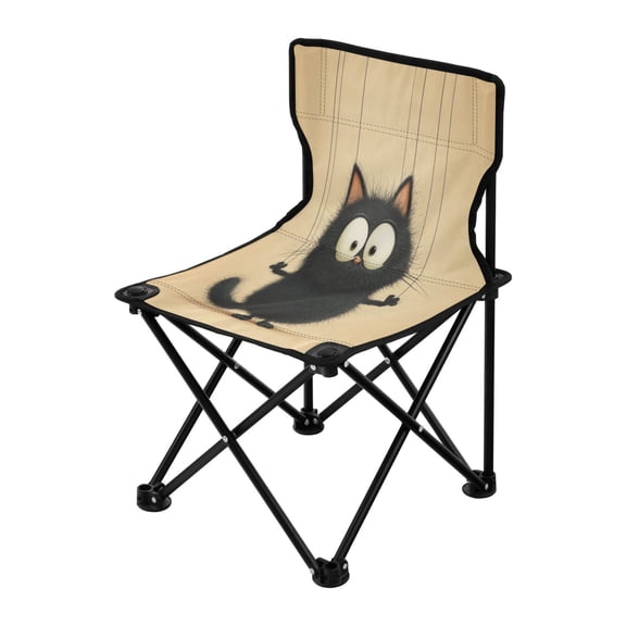 Outdoor Folding Chair 14.46x14.46x22.83 Inches, Camping Folding Chair Easy to Carry Ideal for Outdoor Picnics Camping Park Fishing Black Cat Marionette