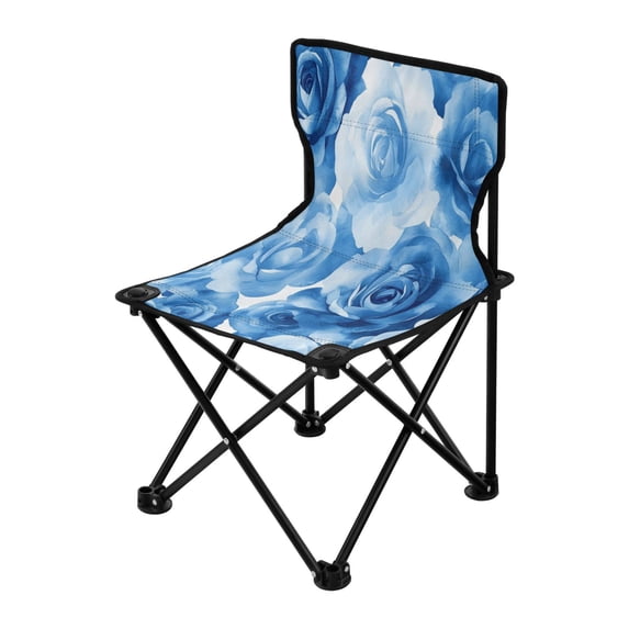 Outdoor Folding Chair 14.46x14.46x22.83 Inches, Camping Folding Chair Easy to Carry Ideal for Outdoor Picnics Camping Park Fishing Cartoon Blue Roses Seamless