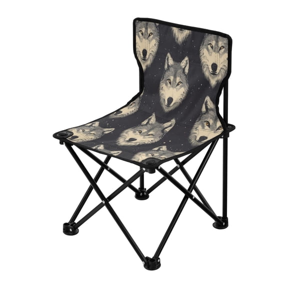 Outdoor Folding Chair 14.46x14.46x22.83 Inches, Camping Folding Chair Easy to Carry Ideal for Outdoor Picnics Camping Park Fishing Cartoon Wolf Face Seamless