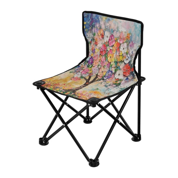 Outdoor Folding Chair 14.46x14.46x22.83 Inches, Camping Folding Chair Easy to Carry Ideal for Outdoor Picnics Camping Park Fishing Colorful Flower Tree