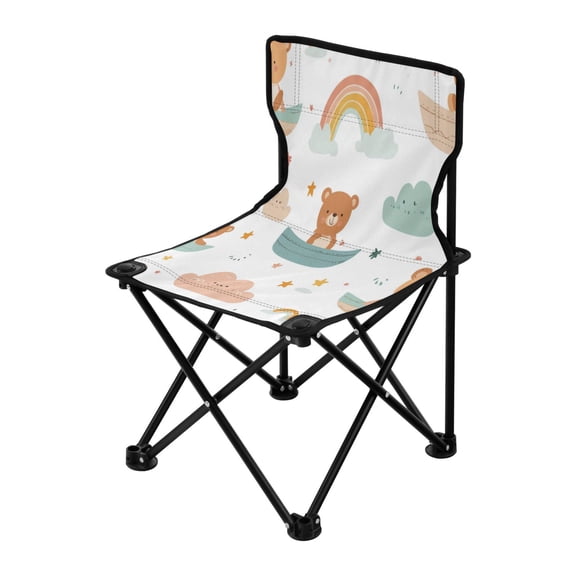 Outdoor Folding Chair 14.46x14.46x22.83 Inches, Camping Folding Chair Easy to Carry Ideal for Outdoor Picnics Camping Park Fishing Cool Cartoon Rainbow Bear