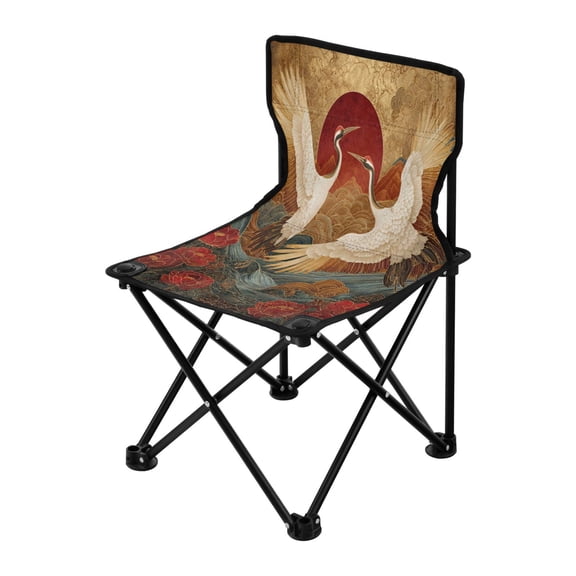 Outdoor Folding Chair 14.46x14.46x22.83 Inches, Camping Folding Chair Easy to Carry Ideal for Outdoor Picnics Camping Park Fishing Cranes Soaring Sunset