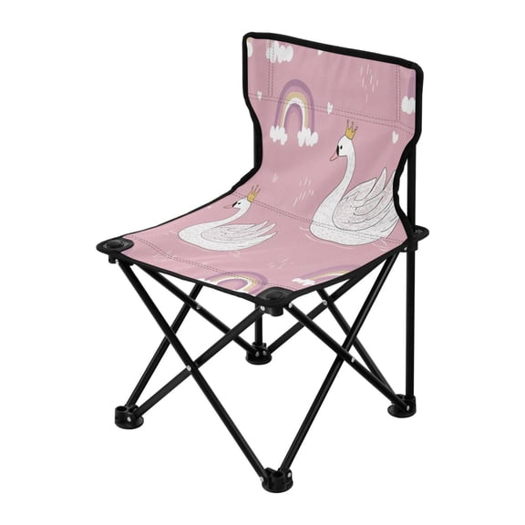 Outdoor Folding Chair 14.46x14.46x22.83 Inches, Camping Folding Chair Easy to Carry Ideal for Outdoor Picnics Camping Park Fishing Crown Swans Rainbow Dinos