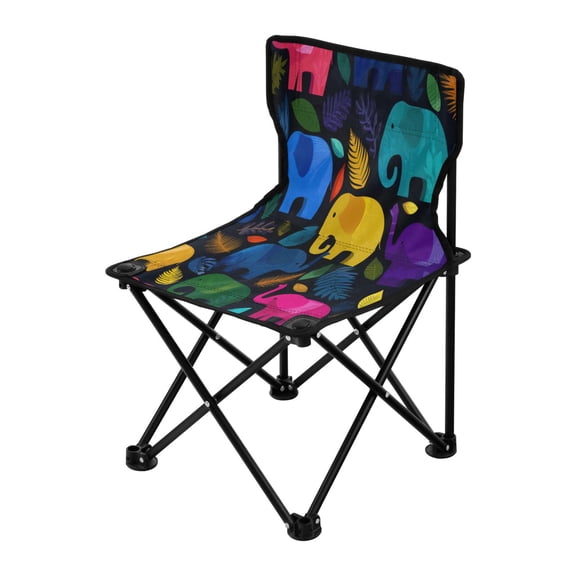 Outdoor Folding Chair 14.46x14.46x22.83 Inches, Camping Folding Chair Easy to Carry Ideal for Outdoor Picnics Camping Park Fishing Cute Colorful Elephant