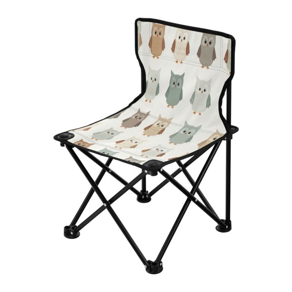 Outdoor Folding Chair 14.46x14.46x22.83 Inches, Camping Folding Chair Easy to Carry Ideal for Outdoor Picnics Camping Park Fishing Cute Owl Repeat Pattern