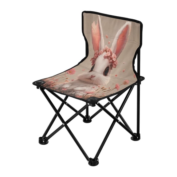 Outdoor Folding Chair 14.46x14.46x22.83 Inches, Camping Folding Chair Easy to Carry Ideal for Outdoor Picnics Camping Park Fishing Flower Pink Cartoon Rabbit