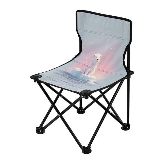 Outdoor Folding Chair 14.46x14.46x22.83 Inches, Camping Folding Chair Easy to Carry Ideal for Outdoor Picnics Camping Park Fishing Fluffy Polar Bear Cub Art