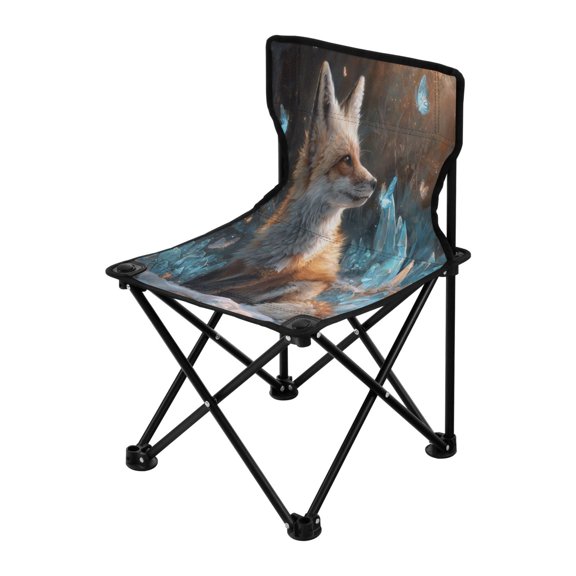 Outdoor Folding Chair 14.46x14.46x22.83 Inches, Camping Folding Chair Easy to Carry Ideal for Outdoor Picnics Camping Park Fishing Fox Sitting in Snow