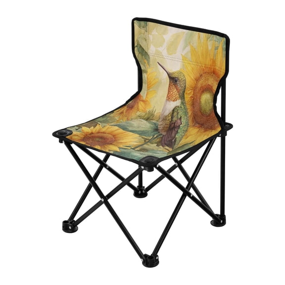Outdoor Folding Chair 14.46x14.46x22.83 Inches, Camping Folding Chair Easy to Carry Ideal for Outdoor Picnics Camping Park Fishing Hummingbird Sunflower