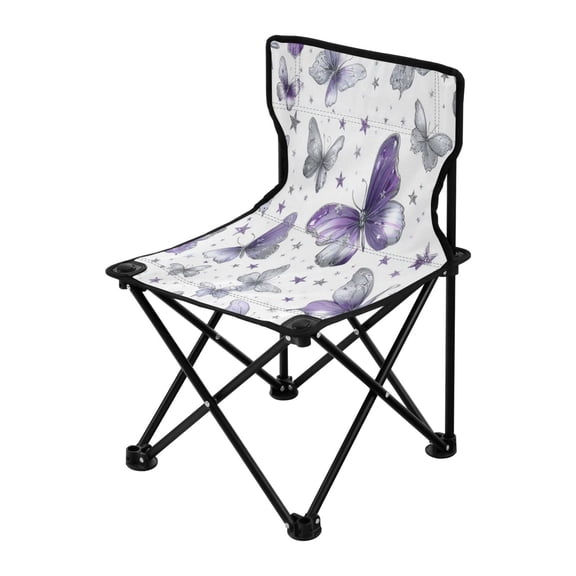 Outdoor Folding Chair 14.46x14.46x22.83 Inches, Camping Folding Chair Easy to Carry Ideal for Outdoor Picnics Camping Park Fishing Light Purple Butterfly