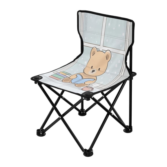 Outdoor Folding Chair 14.46x14.46x22.83 Inches, Camping Folding Chair Easy to Carry Ideal for Outdoor Picnics Camping Park Fishing Little Bear Reading
