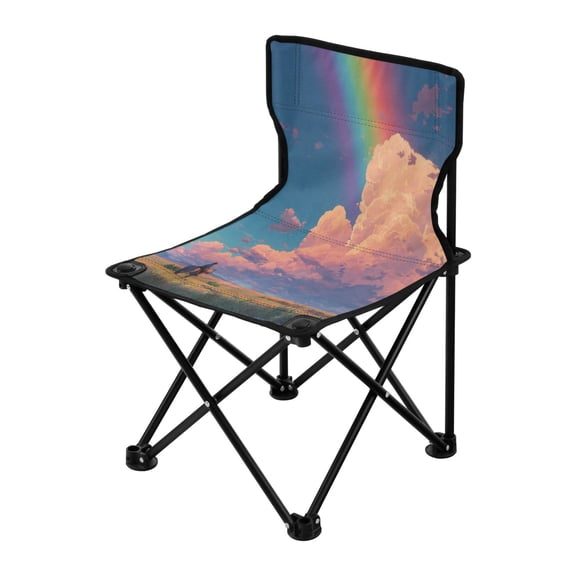 Outdoor Folding Chair 14.46x14.46x22.83 Inches, Camping Folding Chair Easy to Carry Ideal for Outdoor Picnics Camping Park Fishing Rainbow Colors Pouring Sky