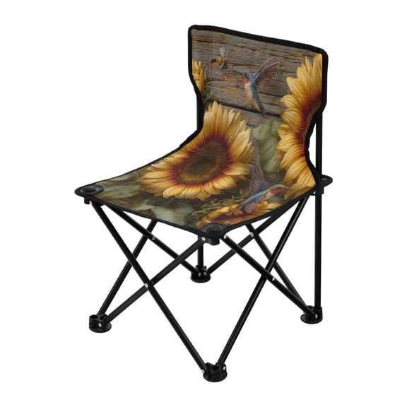 Outdoor Folding Chair 14.46x14.46x22.83 Inches, Camping Folding Chair Easy to Carry Ideal for Outdoor Picnics Camping Park Fishing Three Sunflowers Pattern