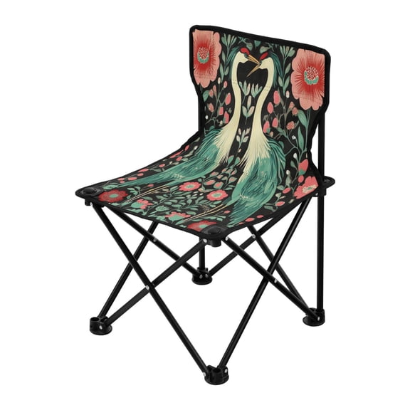 Outdoor Folding Chair 14.46x14.46x22.83 Inches, Camping Folding Chair Easy to Carry Ideal for Outdoor Picnics Camping Park Fishing Two Beautiful Cranes