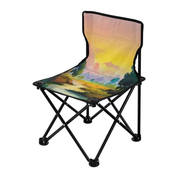 Outdoor Folding Chair 14.46x14.46x22.83 Inches, Camping Folding Chair Easy to Carry Ideal for Outdoor Picnics Camping Park Fishing Watercolor Yellow Sky