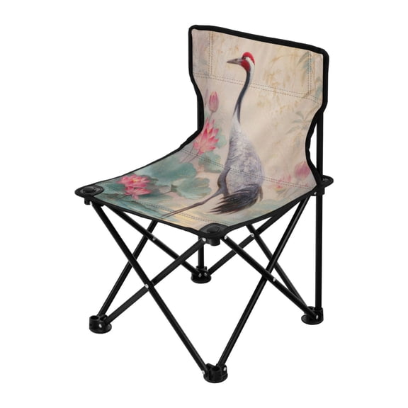 Outdoor Folding Chair 14.46x14.46x22.83 Inches, Camping Folding Chair Easy to Carry Ideal for Outdoor Picnics Camping Park Fishing Poised Crane Water