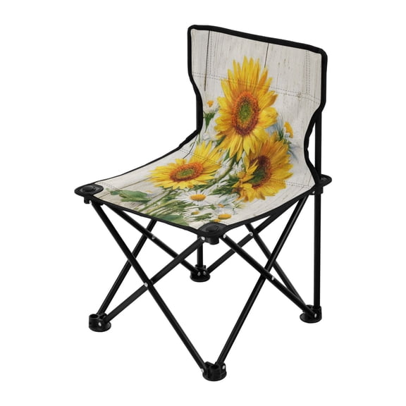 Outdoor Folding Chair 14.46x14.46x22.83 Inches, Camping Folding Chair Easy to Carry Ideal for Outdoor Picnics Camping Park Fishing Three Sunflowers