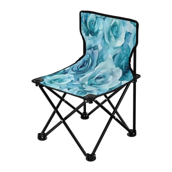 Outdoor Folding Chair 14.46x14.46x22.83 Inches, Camping Folding Chair Easy to Carry Ideal for Outdoor Picnics Camping Park Fishing Turquoise Roses